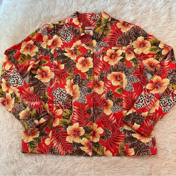 Easy Spirit Tropical Floral Print Stretch Jacket Women’s Medium - Picture 12 of 16